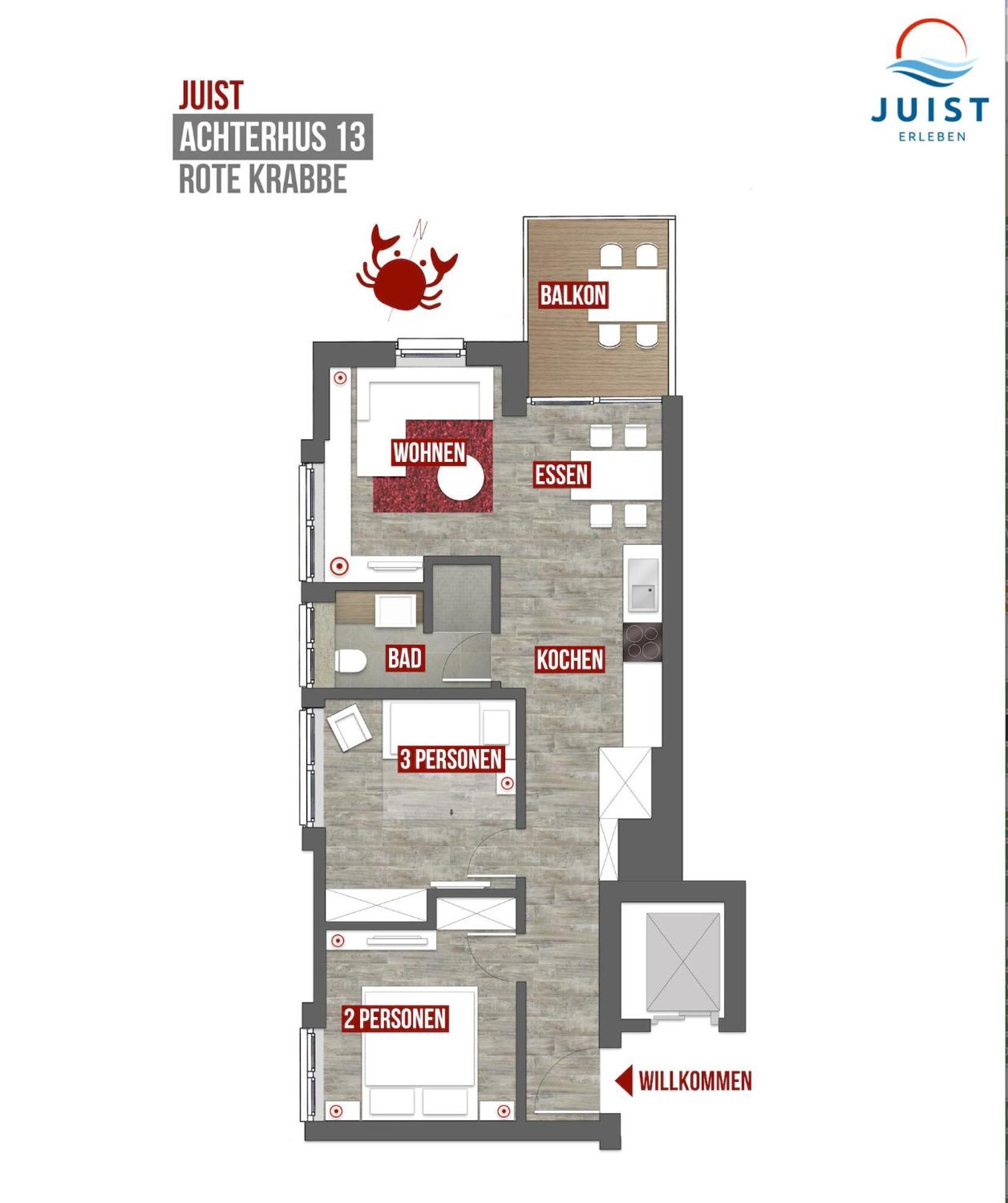 Haus Achterhus 213 - Wohnung 13 "Rote Krabbe" Juist Exterior photo